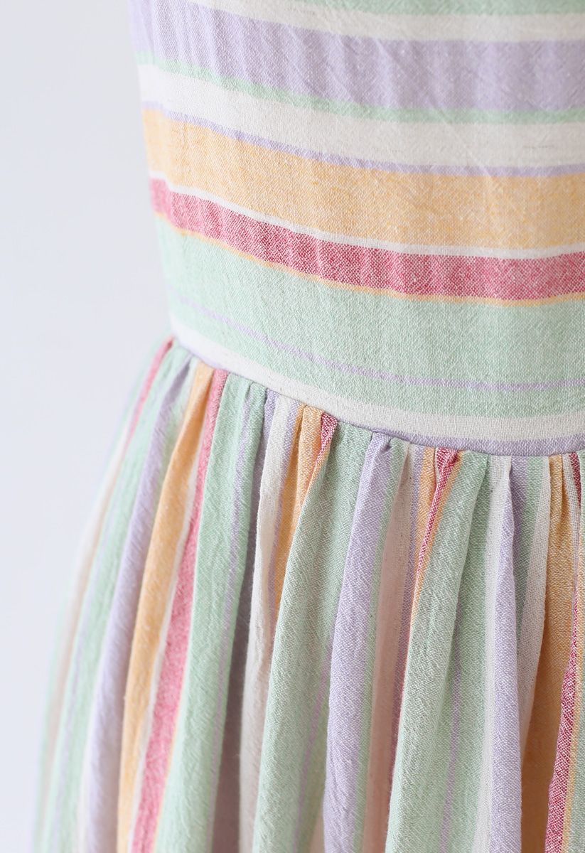 Summer Vibe Block Stripes Bowknot Cami Dress