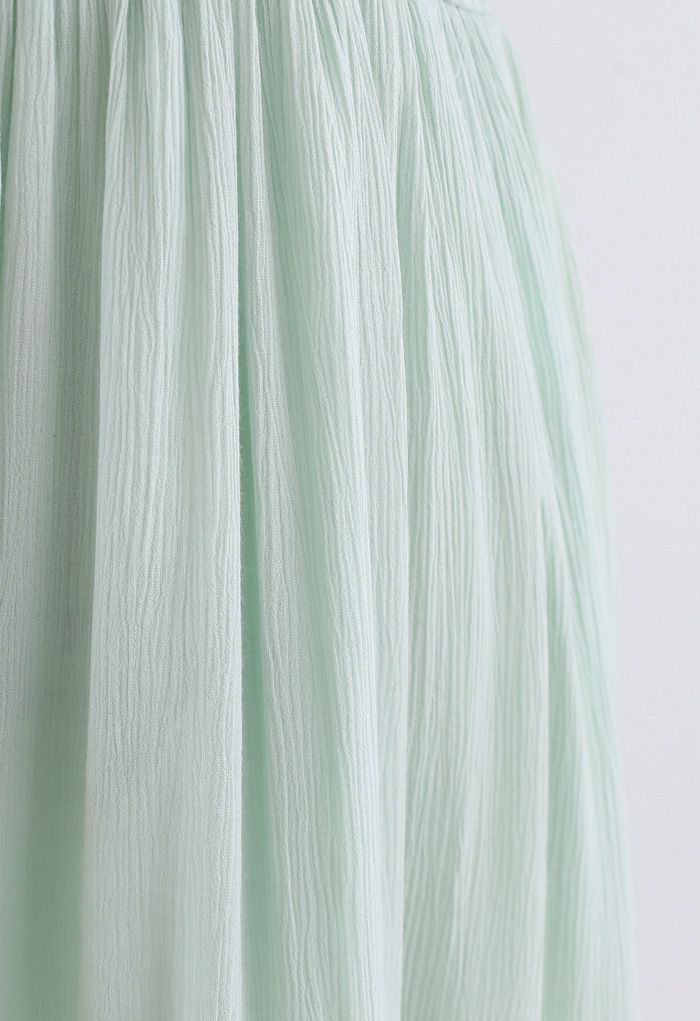 Crochet Trim Cold-Shoulder Dress in Mint