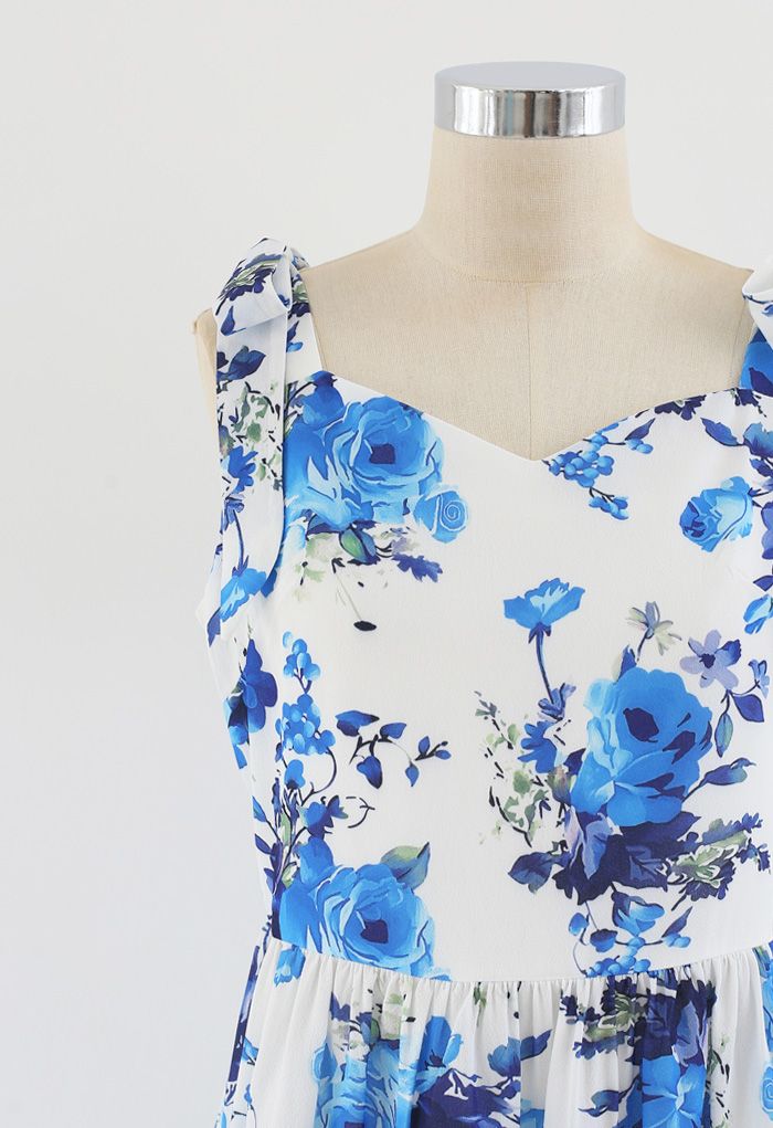 Floral Print Tie Shoulder Midi Dress