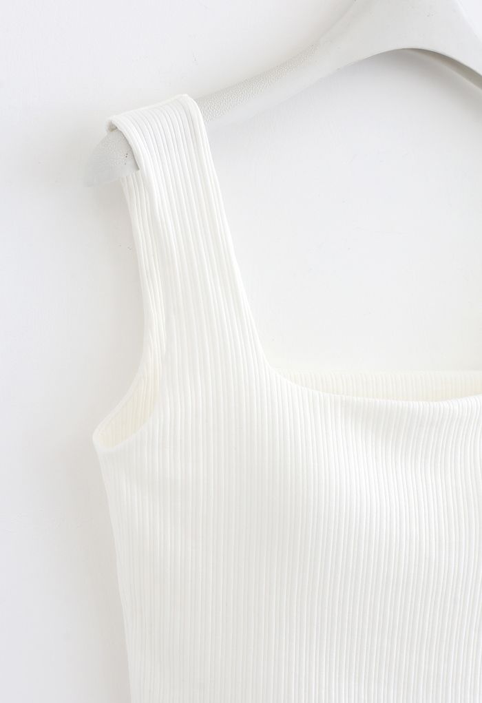 Simple Lines Bandeau Tank Top in White