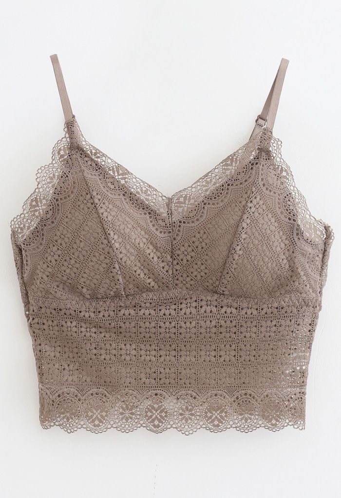 Floret Lace Cami Bustier Top in Taupe
