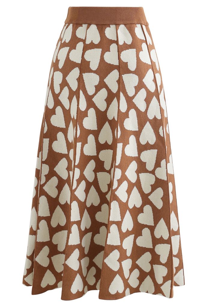 Full of Love A-Line Knit Midi Skirt in Caramel