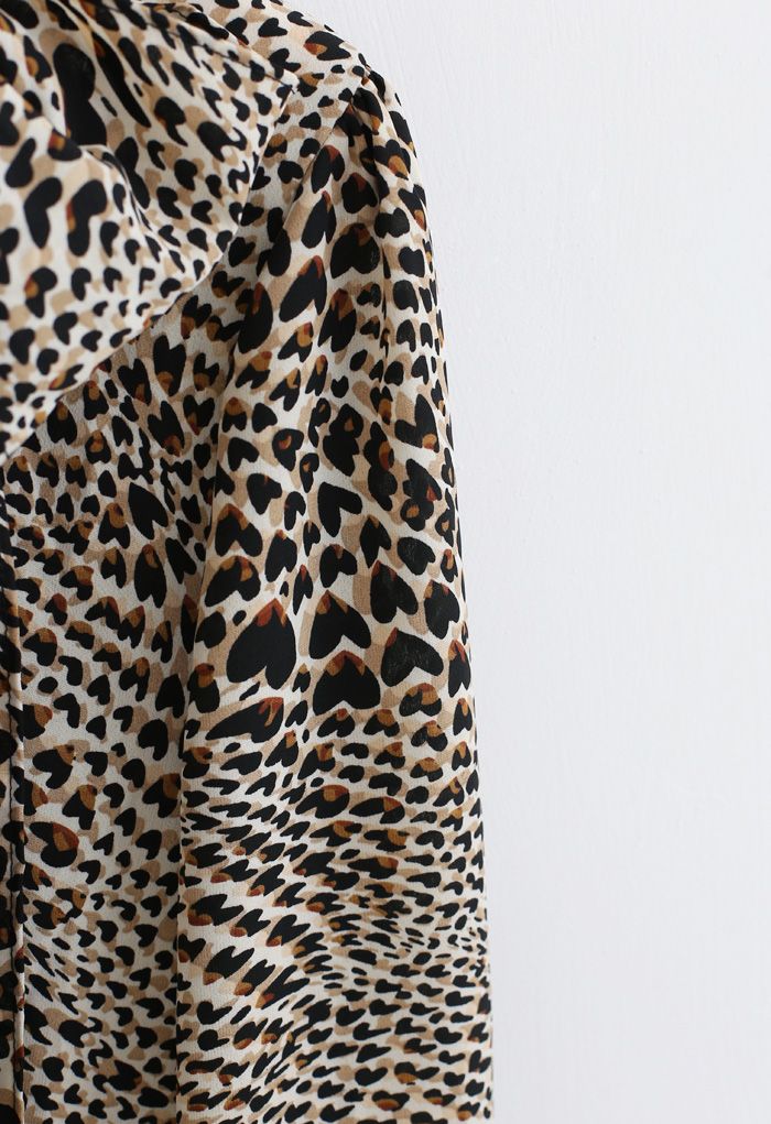 Bowknot Leopard Print Chiffon Shirt