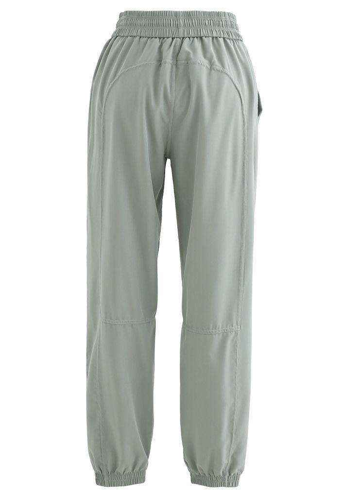 Drawstring Pockets Tapered Joggers in Mist Green