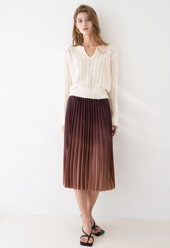 Nightfall Gradient Pleated Midi Skirt