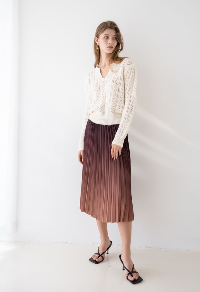 Nightfall Gradient Pleated Midi Skirt