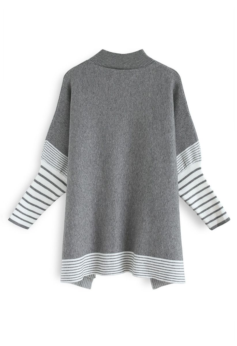 Acuéstate en suéter de punto de rayas extragrandes de rayas grises Fields