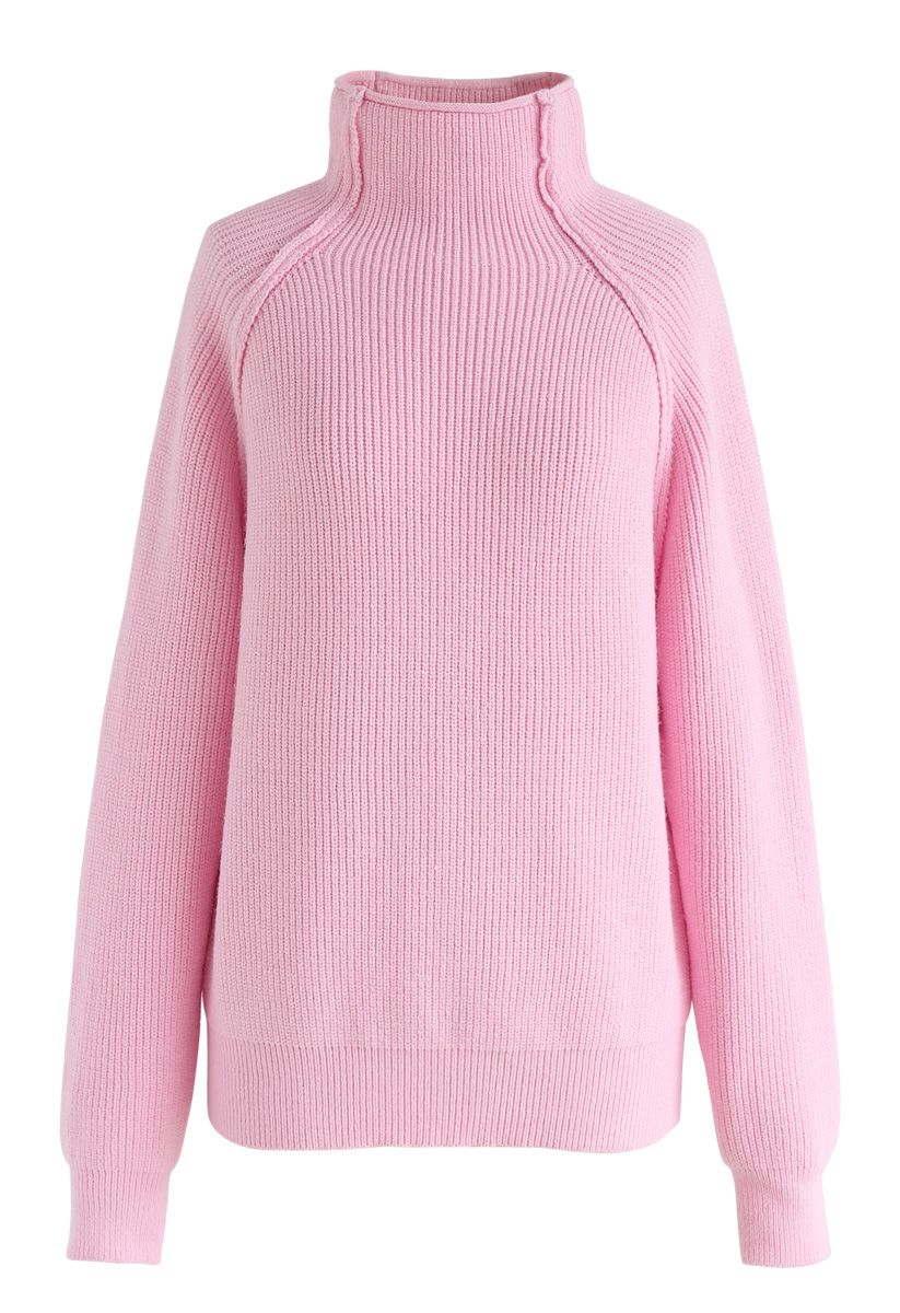 Suéter de punto con parche de corazón y alma en rosa