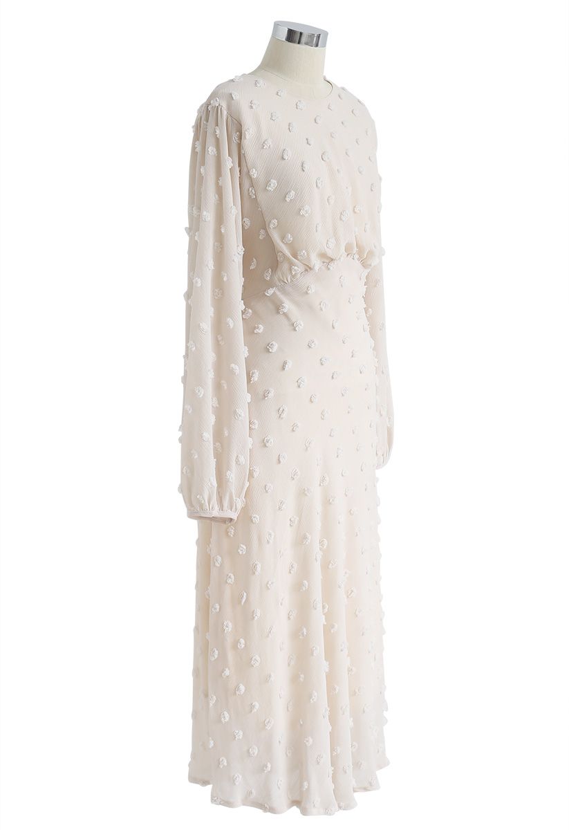 Vestido largo transparente de algodón de azúcar en crema