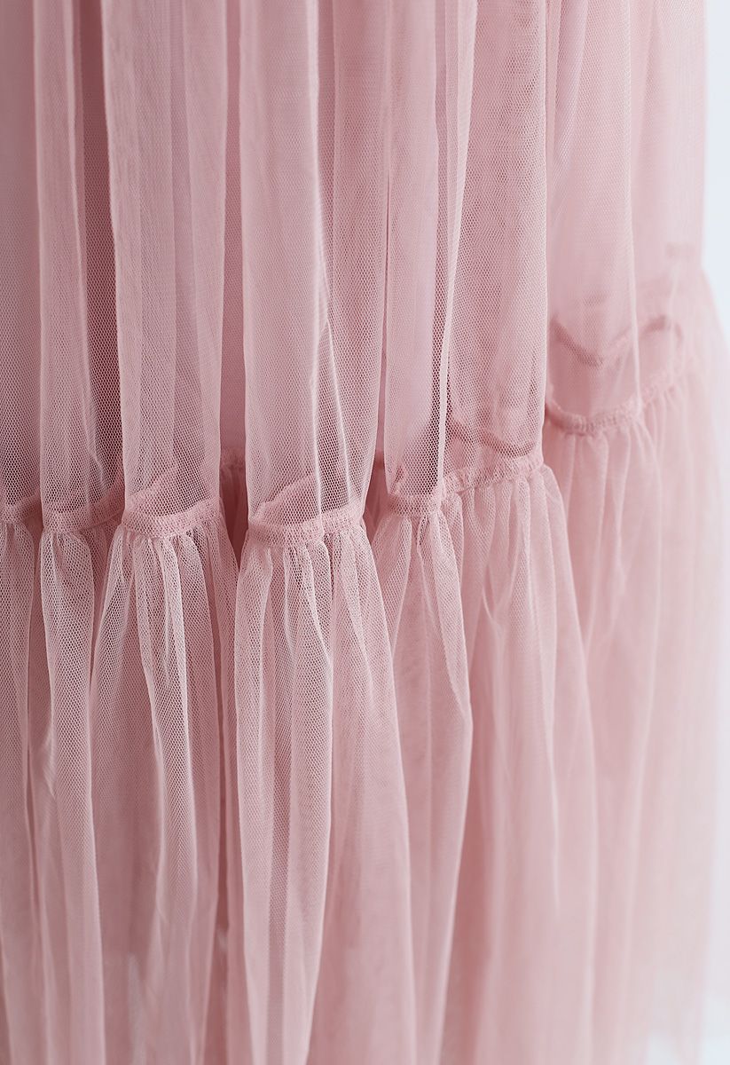 Falda de tul de malla no se puede dejar ir en rosa