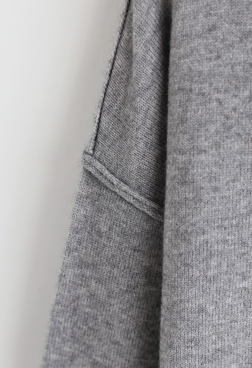 Soft Touch Basic Cowl Neck Knit Sweater in Grey