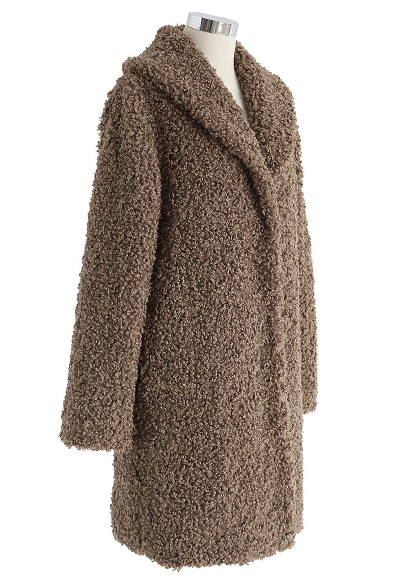 Feeling of Warmth Faux Fur Longline Coat in Brown