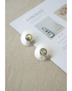 Marble Decorated Silver Earrings