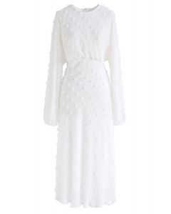Vestido largo transparente de algodón de azúcar en blanco
