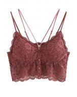 Strappy Full Lace Button Down Bustier Top in Wine