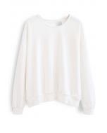 Crisscross Open Back Sweatshirt in White